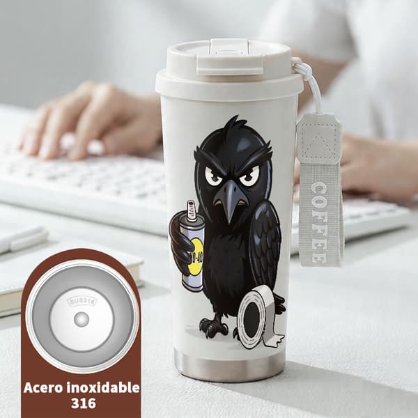 Termosmugg 500ml Rostfritt Stål Minimalistisk Design, Isolerad kaffemugg, läckagesäker resemugg med lock White
