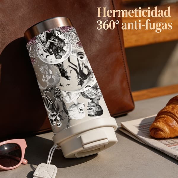 Kaffetermos 500ml Rustfritt Stål Halloween Design Pink