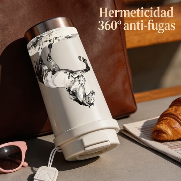 Termisk kaffekopp 500ml for camping, festlig design Black