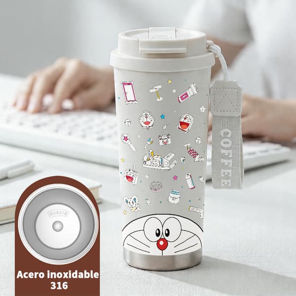 Termosmugg 500ml 316 Rostfritt Stål Minimalistisk Design, Isolerad kaffemugg, läckagesäker resemugg med lock White
