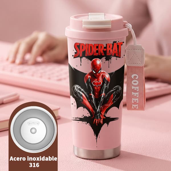 Bärbar Kaffetermos 500ml Läckagesäker Militär Design Pink