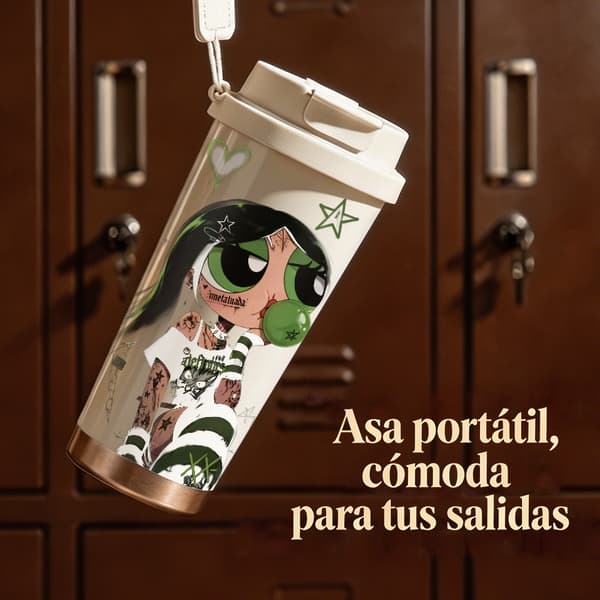 Termisk kaffekopp 500ml rustfritt stål anime-design Pink