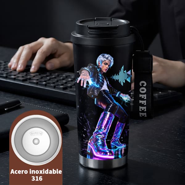 Bærbar kaffetermos 500 ml 316 rustfritt stål grafisk design Black