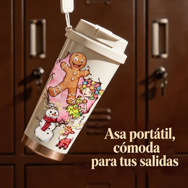Kaffetermos 500ml Rustfritt Stål Juledesign Pink