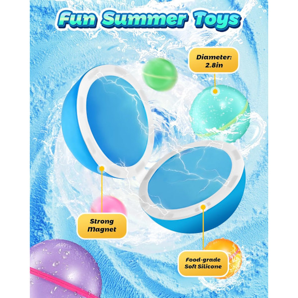 12 st Återanvändbara Vattenballonger, Magnetiska Självförslutande Snabbfyllande Vattenballonger, Sommarvattenleksaker Påfyllningsbar Vattenbomb 12pcs