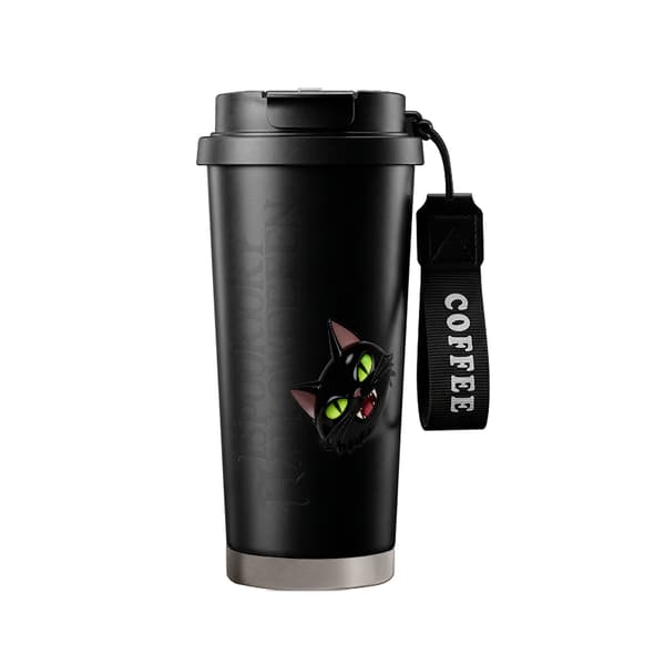 Kaffetermokande 500ml Rustfrit Stål Blomsterdesign Black