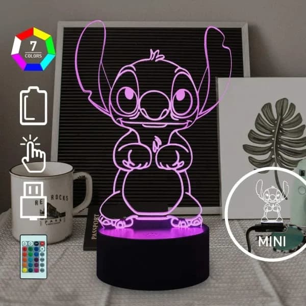 Lilo & Stitch Lampa Tecknad Söt Stitch Figur Vänner 3D LED