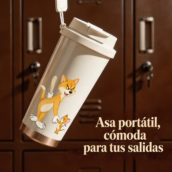 Kaffetermos 500ml Rostfritt Stål Juldesign, Isolerad kaffemugg, läckagesäker resemugg med lock White