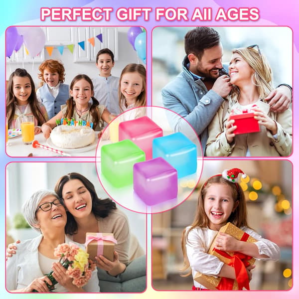 4-pak Stress Cube Sensorisk Fidget Legetøj til Angst Stresslindring, Langsomt Stigende Fidget Cube Klemmelegetøj, Squishy Cube Fil
