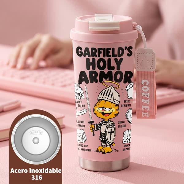 Termisk kaffemugg 500ml Rostfritt stål Söt design, Isolerad kaffemugg, läckagesäker resemugg med lock Pink