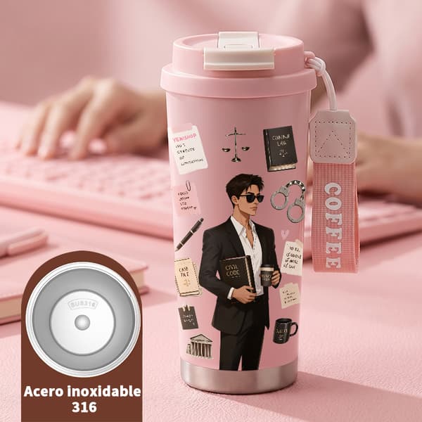 Kaffetermos 500ml Rustfritt Stål Kunstnerisk Design Pink