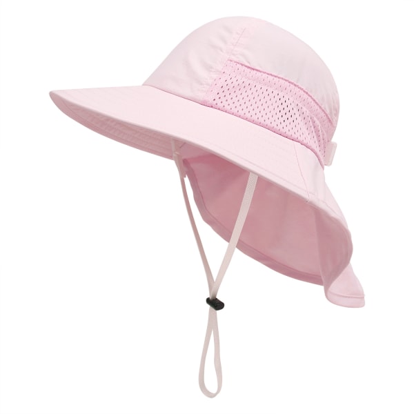 Rosa Solhatt for Baby - 46-50 cm - Jente og Gutt - Nakkebeskyttelse