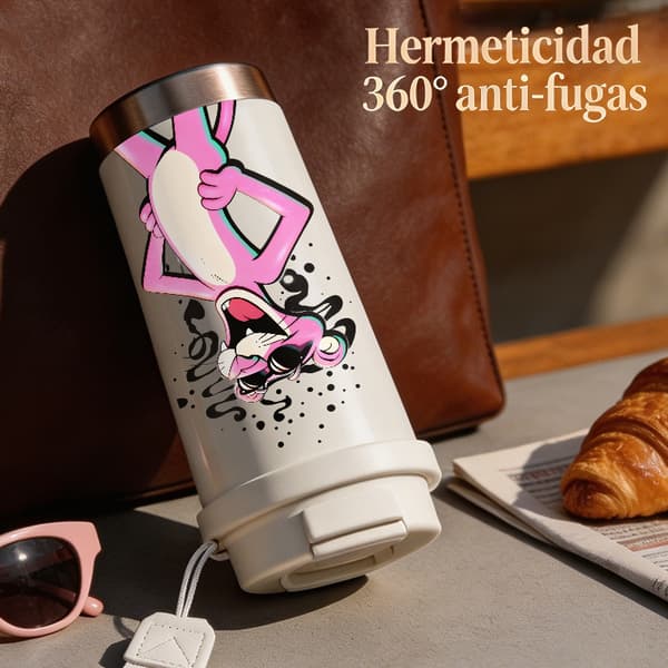 Termosmugg 500ml 316 Rostfritt Stål Trendig Design, Isolerad kaffemugg, läckagesäker resemugg med lock White