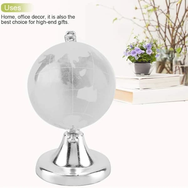 En 3D Krystallkule Globe, mini transparent glasskule, rund, A
