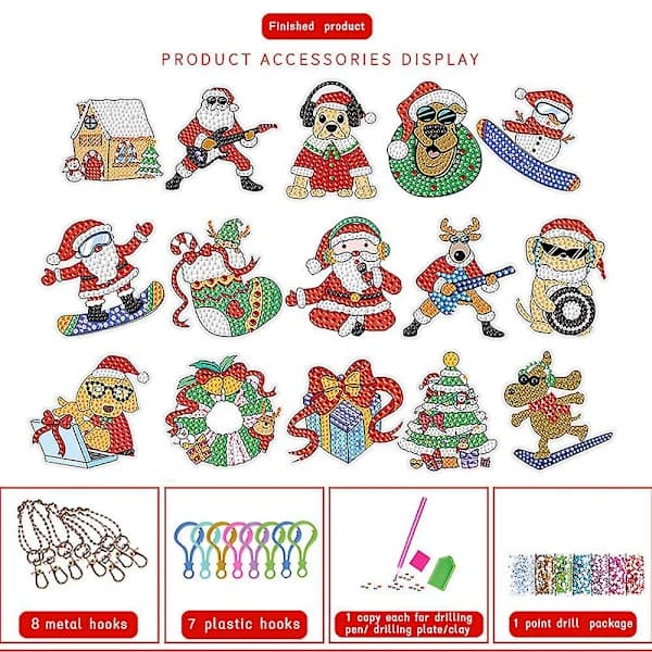RU-Jul 5D Diamantmaling Julekalender 24 Dager Nedtelling Blind Box Leker, A