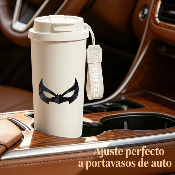 Bärbar Kaffetermos 500ml Rostfritt Stål Söt Design, Isolerad kaffemugg, läckagesäker resemugg med lock White