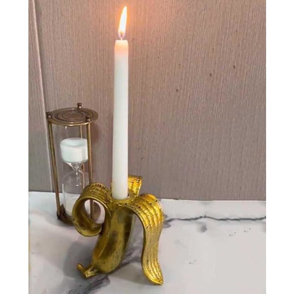 Banan Lysestake Gull Bananskall Lysestake Harpiks Ornament Hjem Desktoppsdekorasjon Flye242230