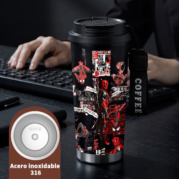 Kaffetermokande 500ml Rustfrit Stål Kunstnerisk Design Black