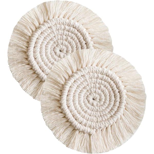Boheemi tyylinen pom-pom-tyylinen kahvikupin alusta, 2 osaa, puuvillaa