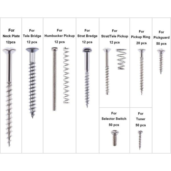 254 stykker gitarreparasjons skruer gitartilbehør bakre stropp