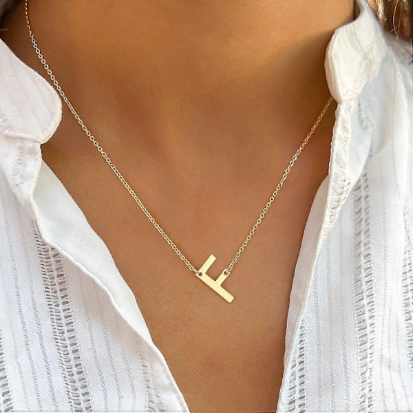 Guld Initial Halsband för Kvinnor - 14k Guldpläterade Stora Bokstavs Hängen Halsband för Kvinnor Trendiga Smyckesgåvor F