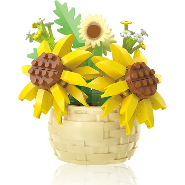 Mini Kukkien Rakennuspalikkasarja, Kasvitieteellinen Kokoelma Syntymäpäivälahja Tytöille Pojille Aikuisille Lapsille 6+ Sunflower