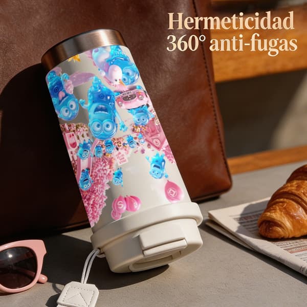 Bærbar Kaffe Termos 500ml 316 Rustfritt Stål Halloween Design Pink