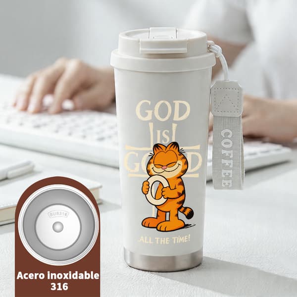 Termisk kaffemugg 500ml 316 rostfritt stål juldesign, Isolerad kaffemugg, läckagesäker resemugg med lock White