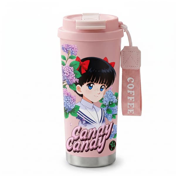 Kaffetermos 500ml Rustfritt Stål Abstrakt Design Pink