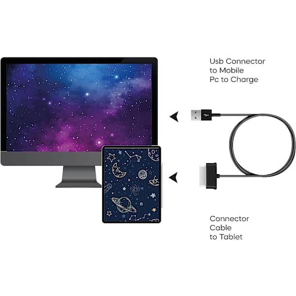 USB-datakabeloplader Datakabel Datasync Sort til Samsung Galaxy TAB 2 10.1 P1000 7.1 Oplader, A