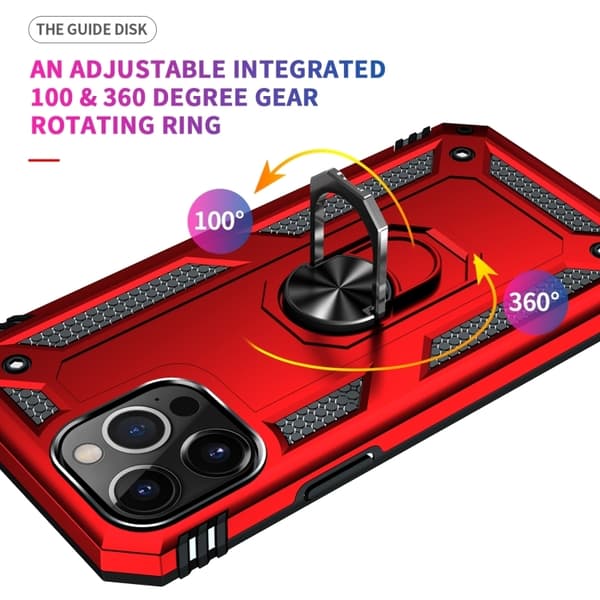 iPhone 14 Pro Cover Hybrid Armor Ring Rød