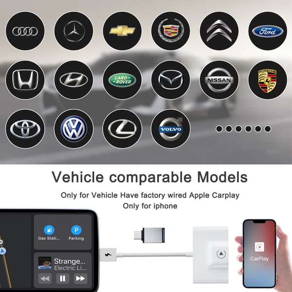 1 stk. Brugt til iPhone Carplay original bil kablet til trådløs