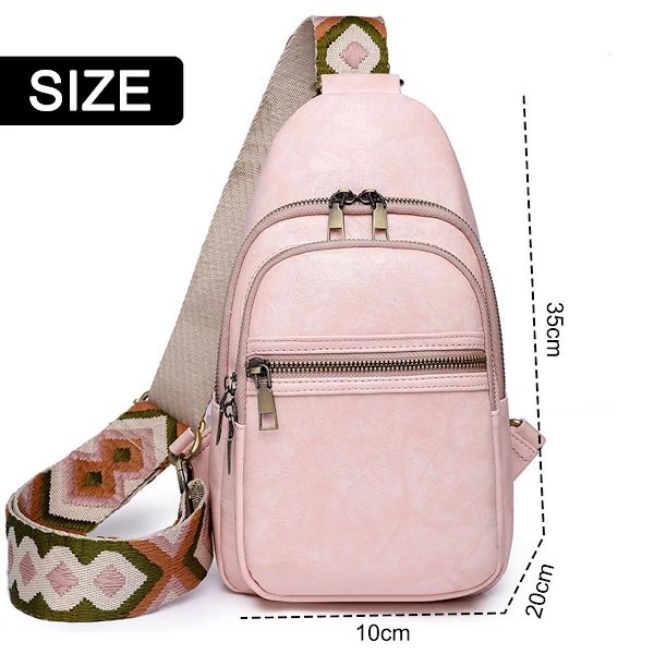 Bröstväska för kvinnor Sling Bag Liten Axelväska Dagsryggsäck Gitarrrem Plånbok PU-Läder Satchel Axelväska Stor Slingryggsäck