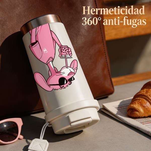 Kaffetermos 500ml Rostfritt Stål Halloween Design, Isolerad kaffemugg, läckagesäker resemugg med lock White