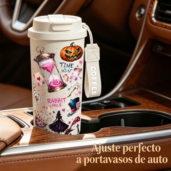 Kaffetermos 500ml Rustfritt Stål Kunstnerisk Design White