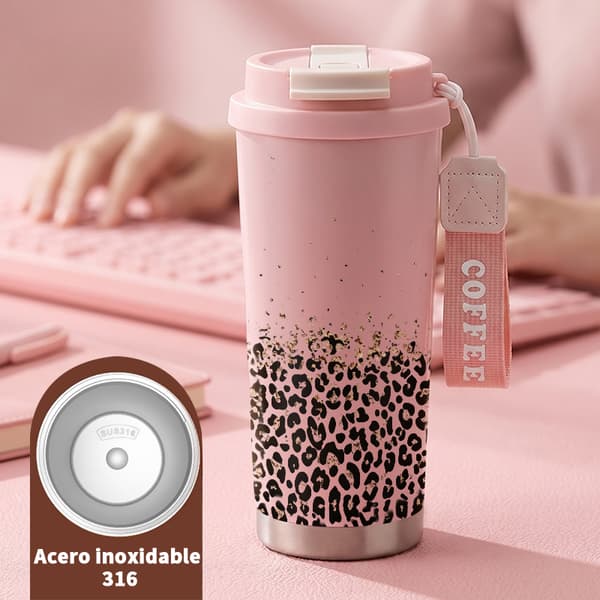 Termosmuki 500ml Ruostumaton teräs Sotilaskuviointi Pink