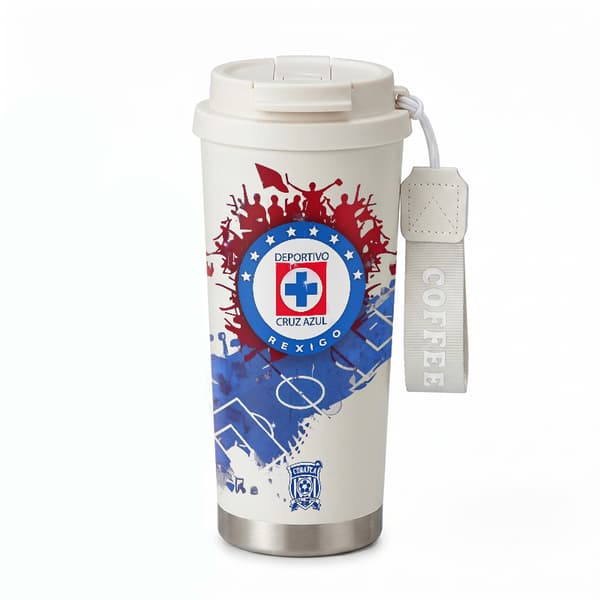 Kaffetermos 500ml Rustfritt Stål Grafisk Design White