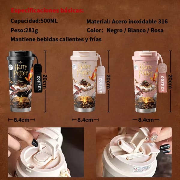 Termosmugg 500ml Rostfritt Stål Abstrakt Design, Isolerad kaffemugg, läckagesäker resemugg med lock Pink