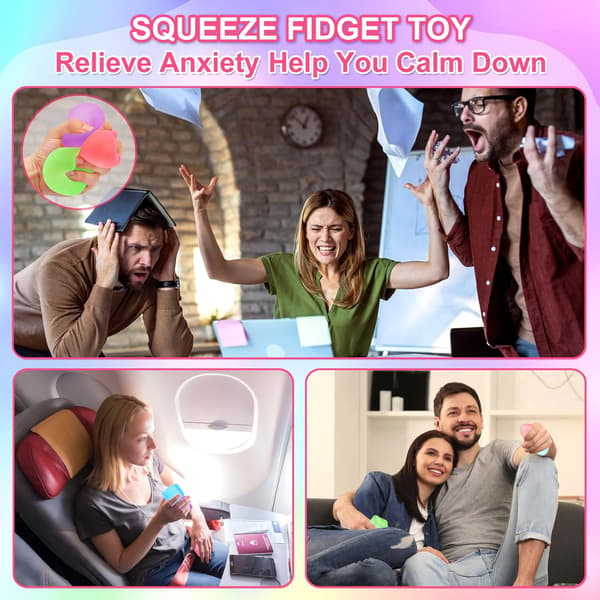 4-pak Stress Cube Sensorisk Fidget Legetøj til Angst Stresslindring, Langsomt Stigende Fidget Cube Klemmelegetøj, Squishy Cube Fil