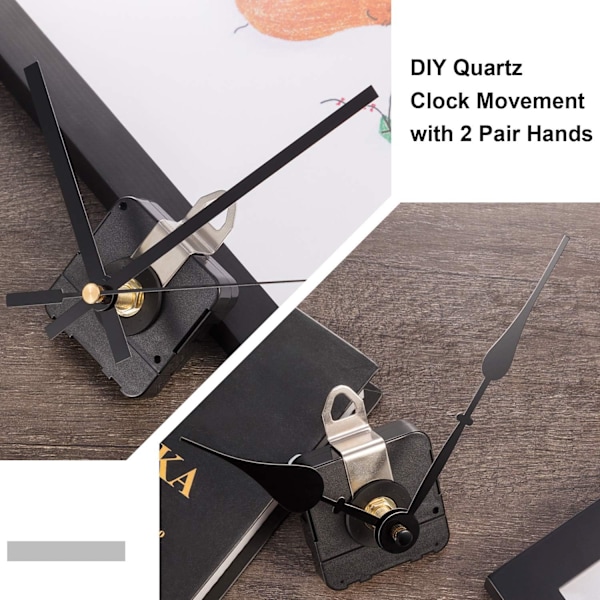 Vägg Quartz Klockmekanism Kit med 2 Olika Par av Visare Klocka DIY Reparationsdelar (Axellängd 4/5 Tum/ 20 mm)
