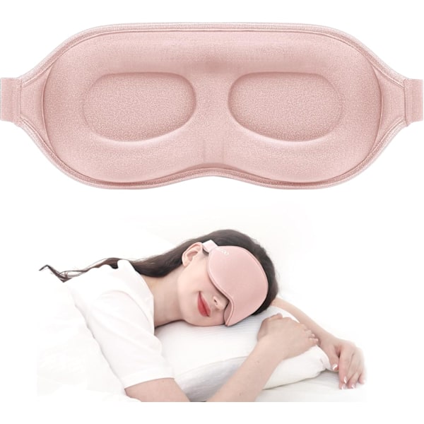 Sovemaske til sidesovere, mænd og kvinder, lysblokerende patenteret design, nattebind, skyggedække til rejser pink
