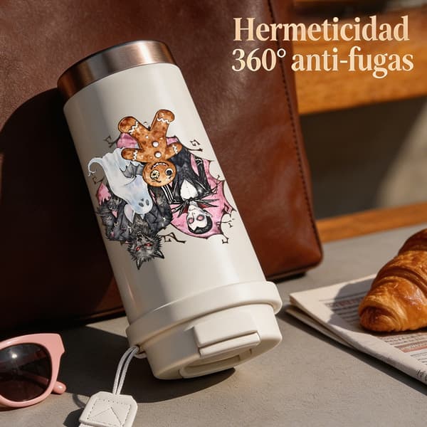 Bærbar kaffetermos 500ml i rustfritt stål med søtt design Black