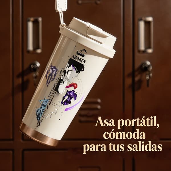 Termoskaffemugg 500ml 316 Rostfritt Stål Djurdesign, Isolerad kaffemugg, läckagesäker resemugg med lock Black