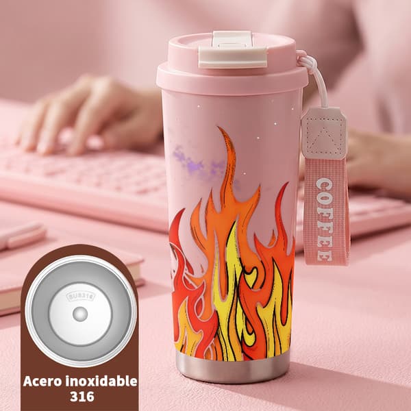 Kaffetermos 500ml Rustfritt Stål Dyredesign Pink