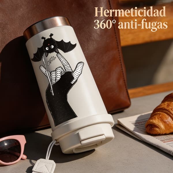 Kaffetermos 500ml Rustfritt Stål Søt Design White