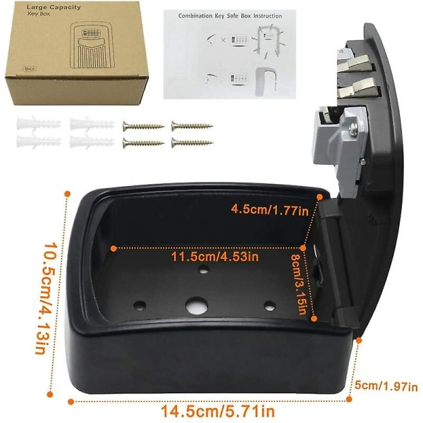 Sikker nøgleboks, stor nøgleboks, nøgleskab med 4-cifret numerisk kode, vægmonteret sikker nøgleboks til indendørs udendørs hjemmekontor garage skole