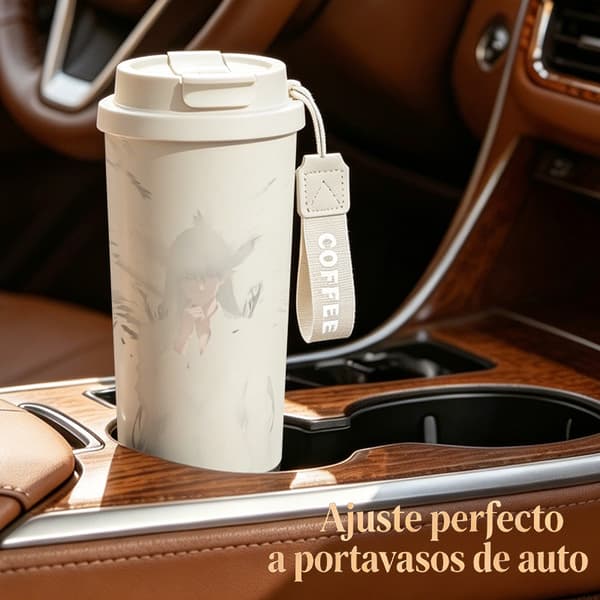 Kaffetermos 500ml Rostfritt Stål Juldesign, Isolerad kaffemugg, läckagesäker resemugg med lock Black