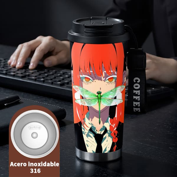 Termosmugg 500ml Rostfritt Stål Retro Design, Isolerad kaffemugg, läckagesäker resemugg med lock Black