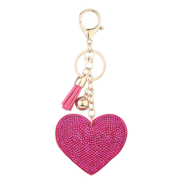 (Rosa) 1 Love Heart Nyckelring Premium Crystal Car
