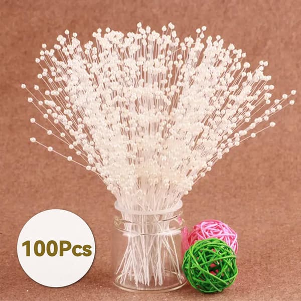 100 stykker perlepinne, perleblomster, brud